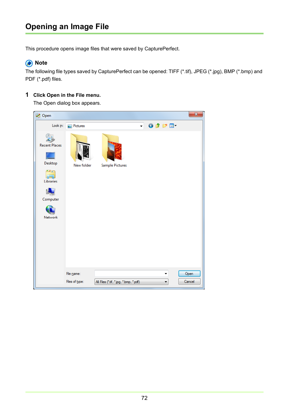Opening an image file, P. 72) | Canon CAPTUREPERFECT 3.1 User Manual | Page 72 / 85