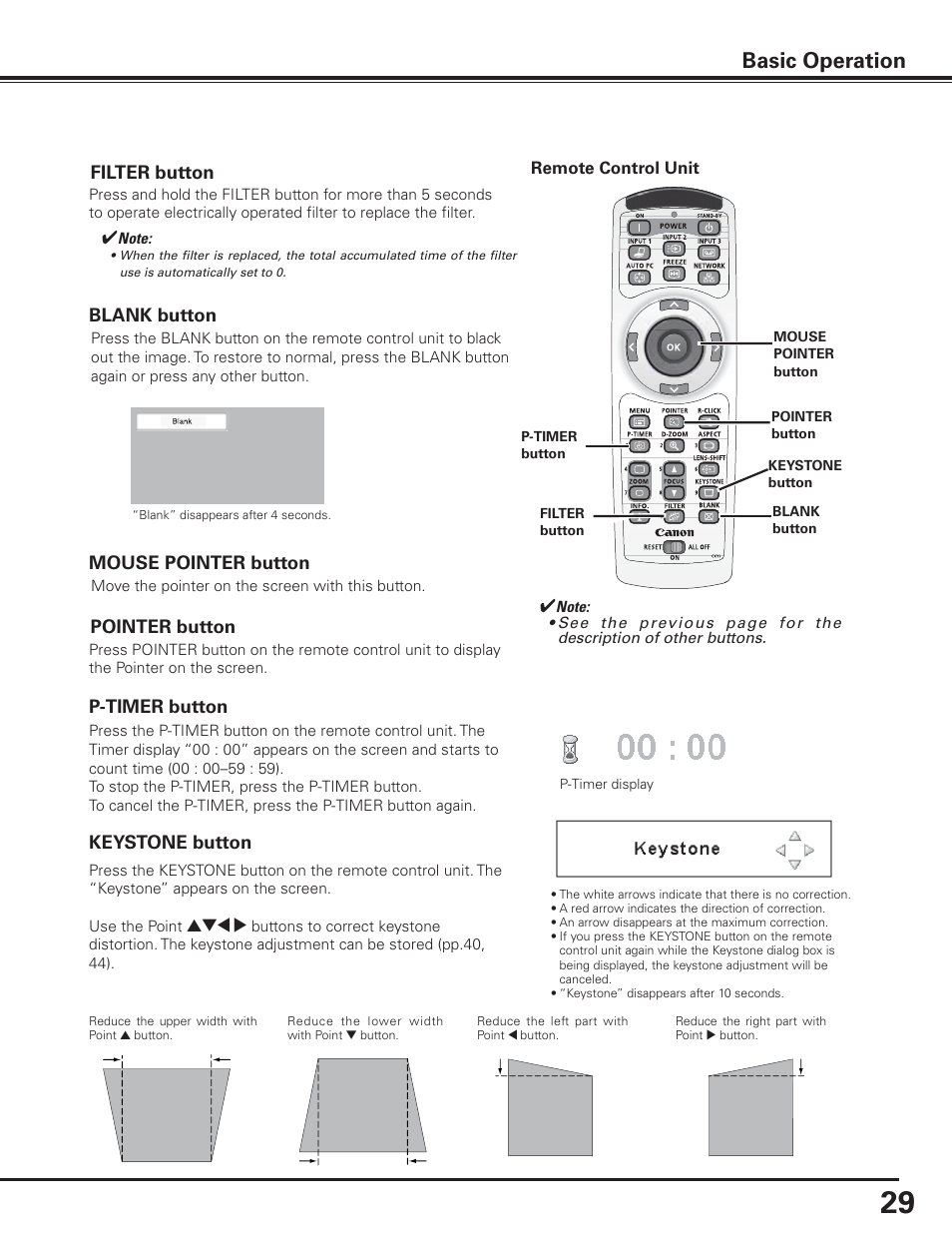 Basic operation | Canon LV-7585 User Manual | Page 29 / 81