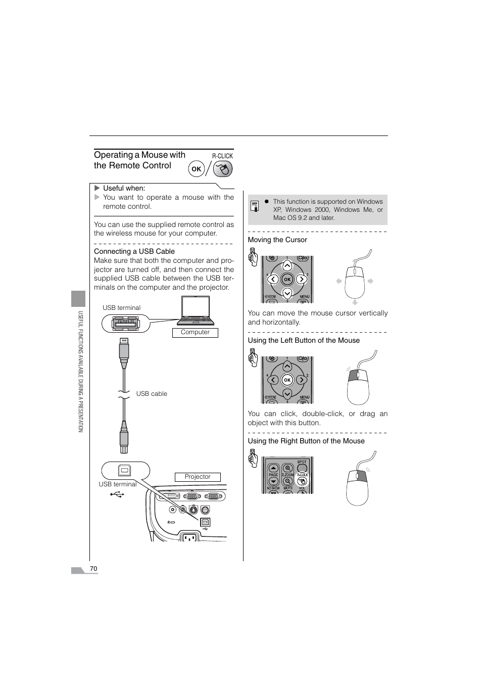 Operating a mouse with the remote control | Canon SX6 User Manual | Page 70 / 133