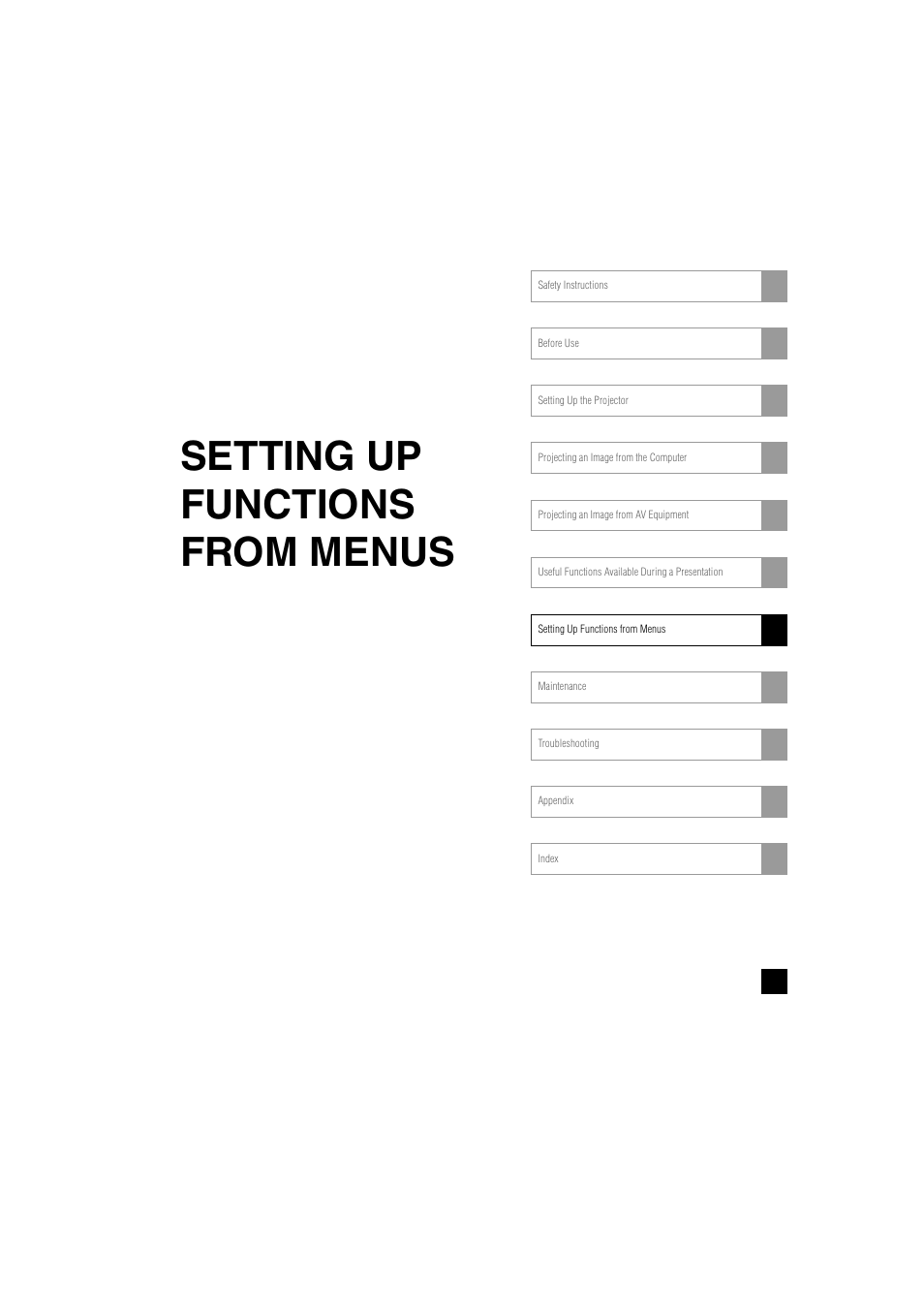 Setting up functions from menus | Canon SX6 User Manual | Page 73 / 133