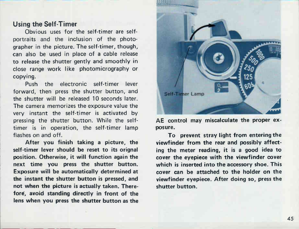 Selecting the shutter speed, Rotated between "b" and "1000 | Canon AE-1 User Manual | Page 45 / 138