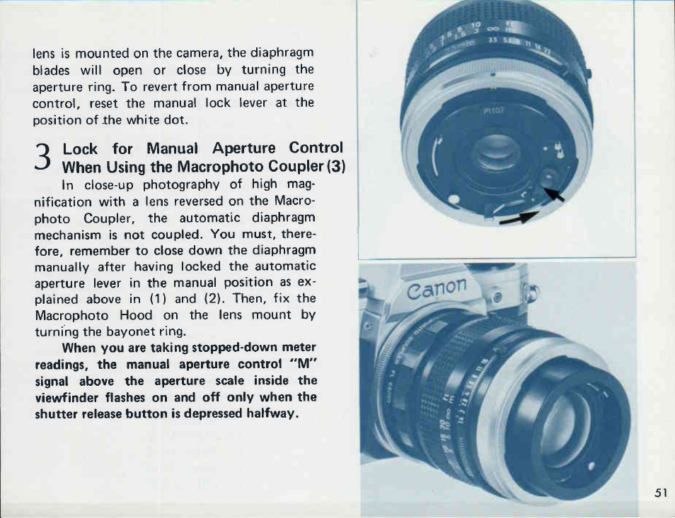 Dioptric adjustment lenses | Canon AE-1 User Manual | Page 51 / 138