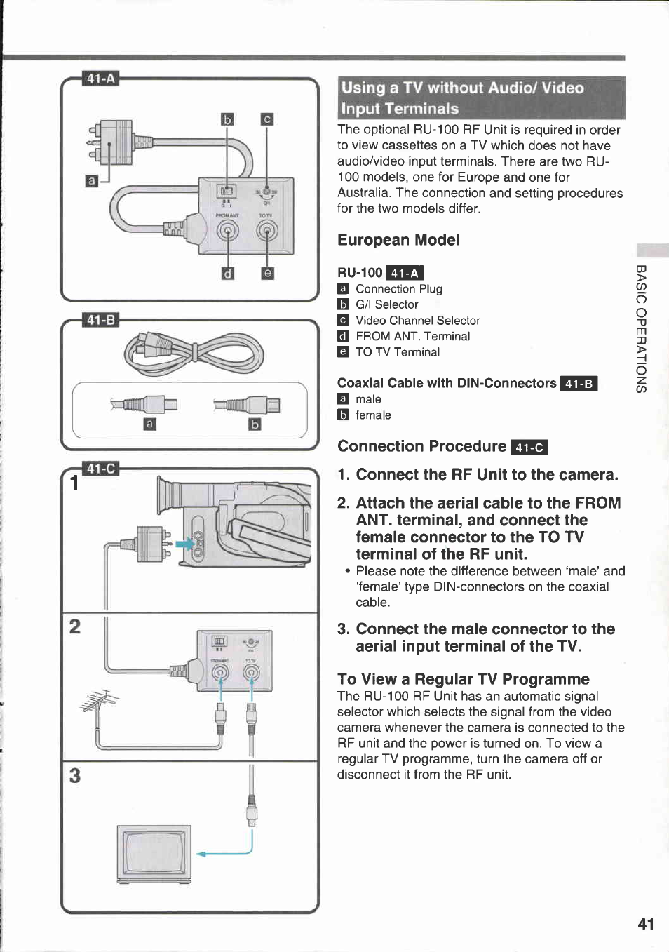 Ru-100 qq, Coaxial cable with din-connectors kbsl | Canon E 333 D User Manual | Page 39 / 82