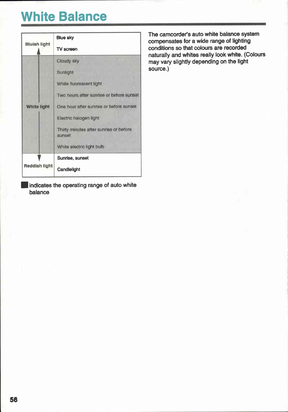 White balance | Canon E 333 D User Manual | Page 54 / 82