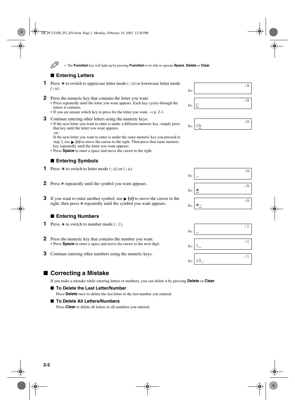 Correcting a mistake | Canon PC1270D User Manual | Page 12 / 88