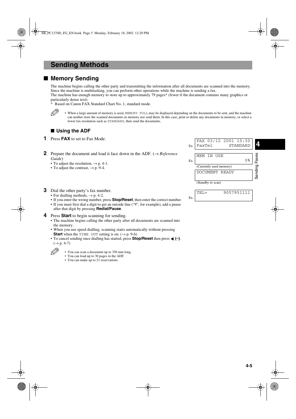 Sending methods | Canon PC1270D User Manual | Page 37 / 88