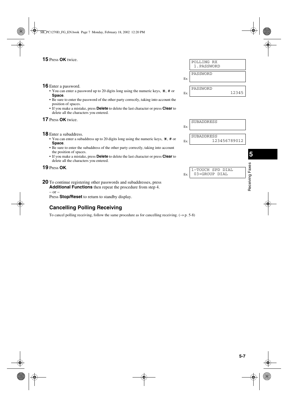 Cancelling polling receiving | Canon PC1270D User Manual | Page 55 / 88