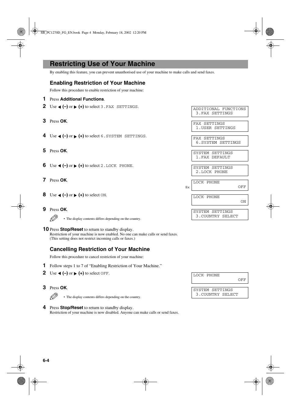 Restricting use of your machine | Canon PC1270D User Manual | Page 60 / 88