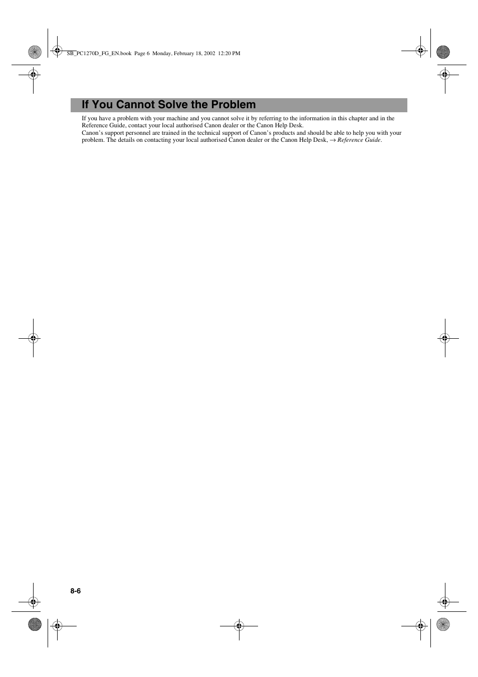 If you cannot solve the problem | Canon PC1270D User Manual | Page 70 / 88