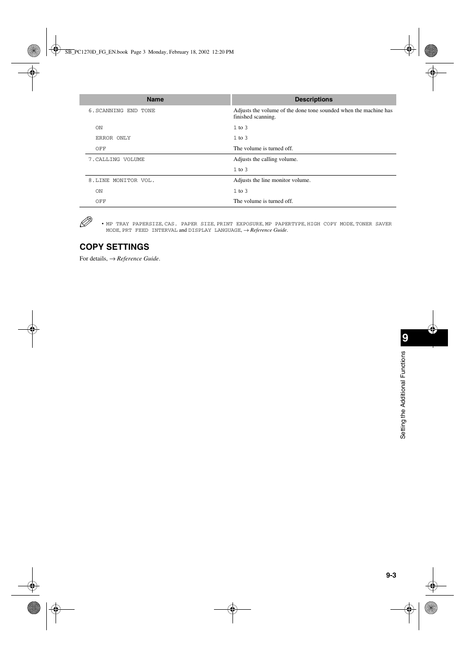 Copy settings | Canon PC1270D User Manual | Page 73 / 88