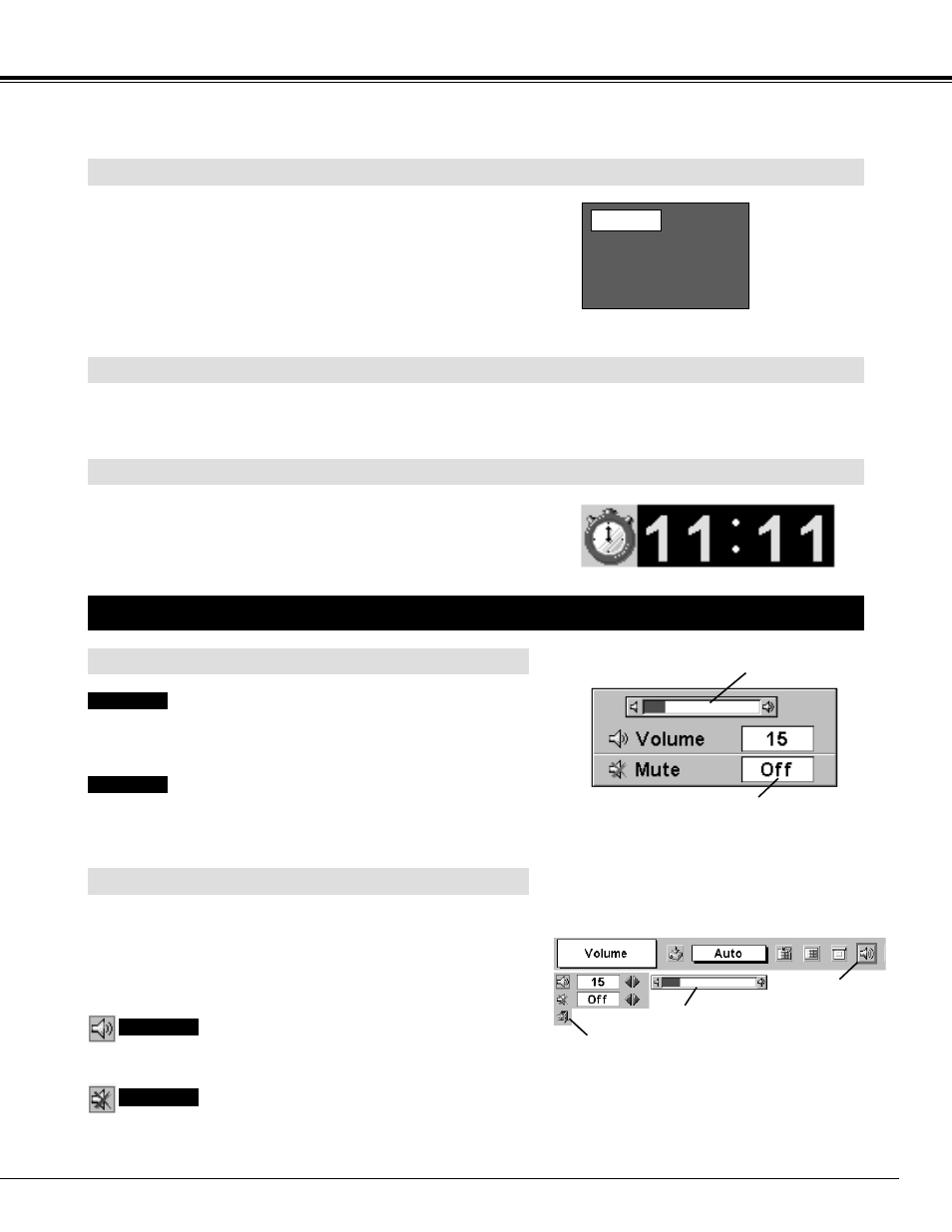 Sound adjustment, Basic operation, No show function picture freeze function | P-timer function, Direct operation menu operation | Canon LV-7345 User Manual | Page 21 / 44