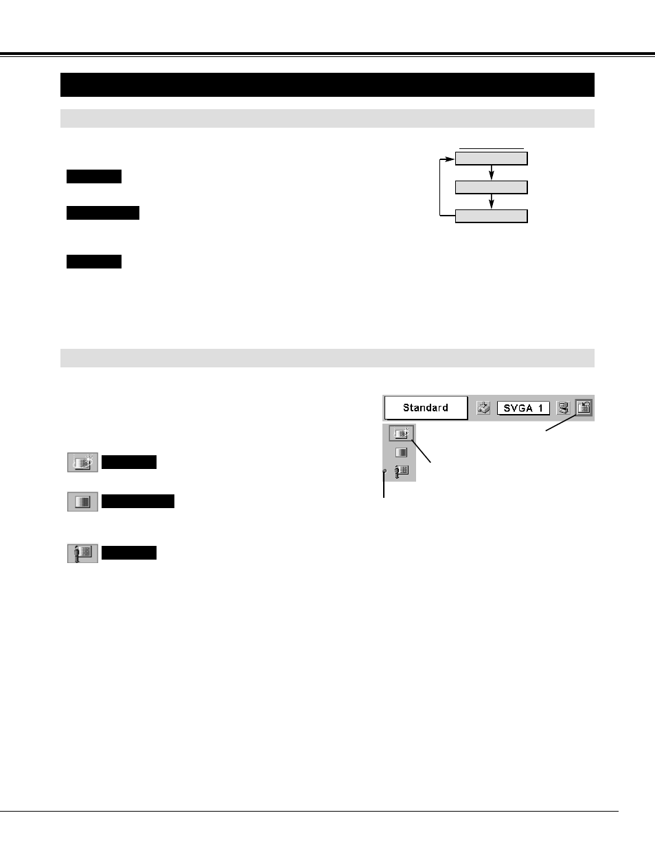 Picture image adjustments, Computer input, Image level select (menu) | Image level select (direct) | Canon LV-7345 User Manual | Page 27 / 44