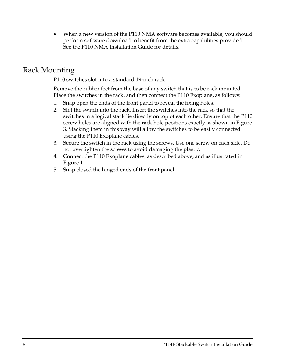 Rack mounting | Avaya P114F User Manual | Page 10 / 14