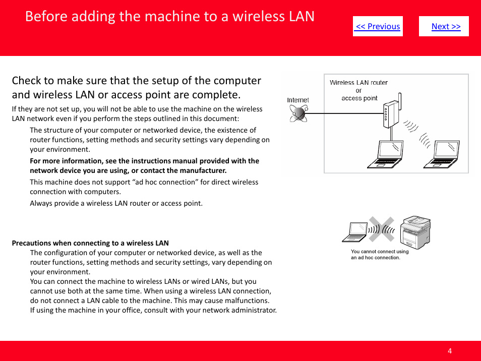 Slide number 4, Before adding the machine to a wireless lan | Canon MF8380CDW User Manual | Page 4 / 46