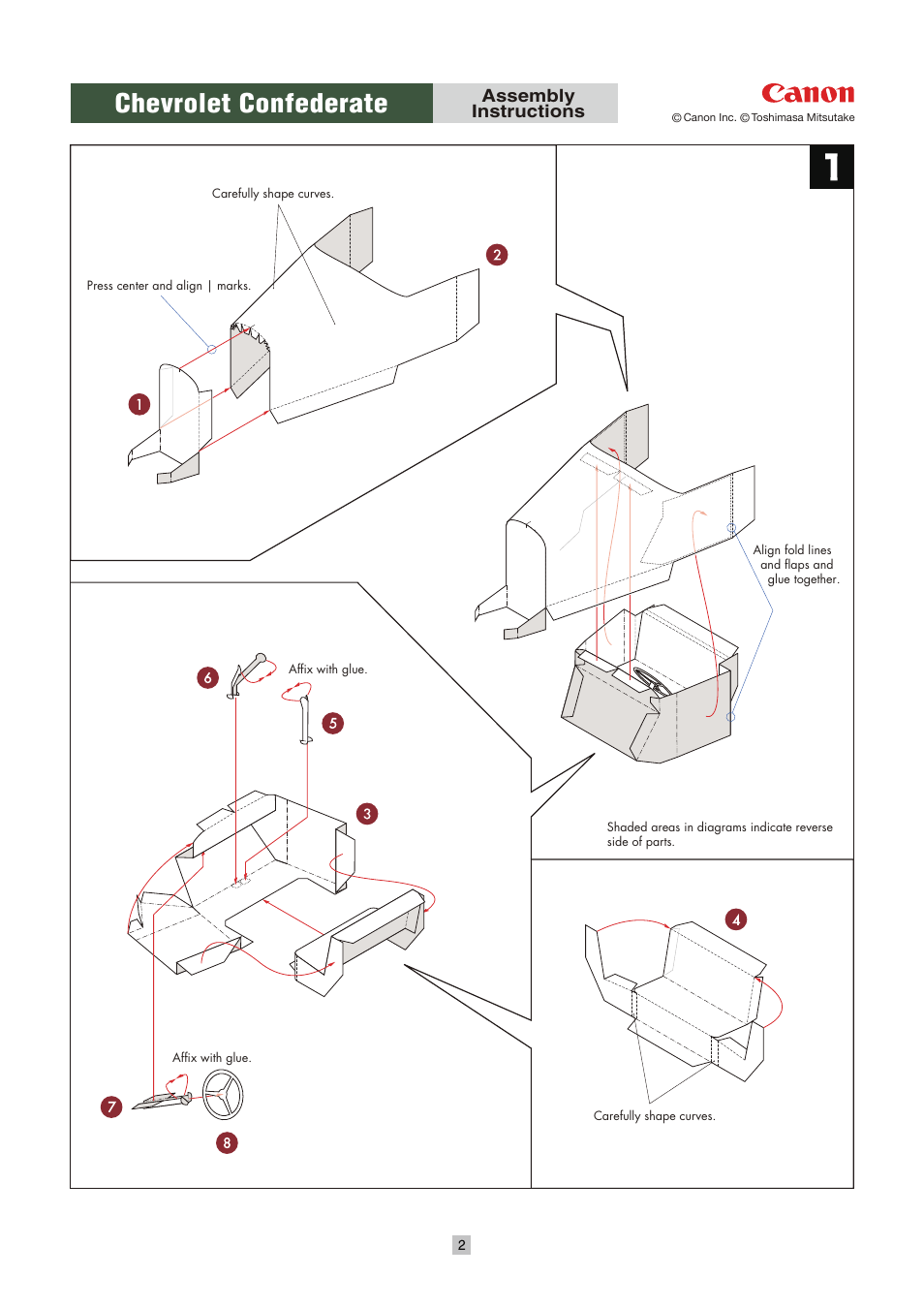 Chevrolet confederate, Assembly instructions | Canon Deluxe Sports Roadster 1 User Manual | Page 2 / 6