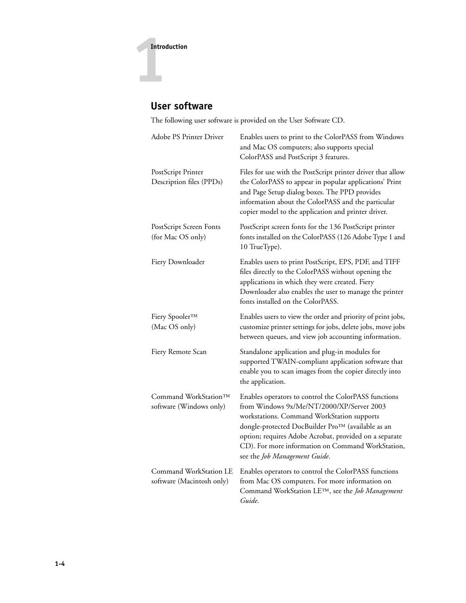 User software | Canon COLORPASS-Z6000 PS-NX6000 User Manual | Page 18 / 144