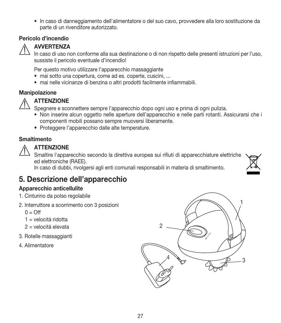 Descrizione dell’apparecchio | Beurer CM 50 User Manual | Page 27 / 48