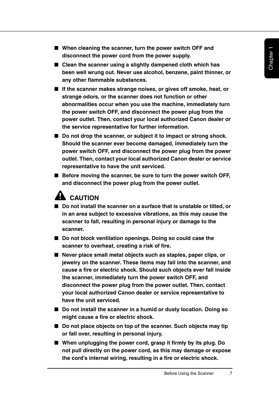 Caution | Canon DR-6010C User Manual | Page 11 / 61