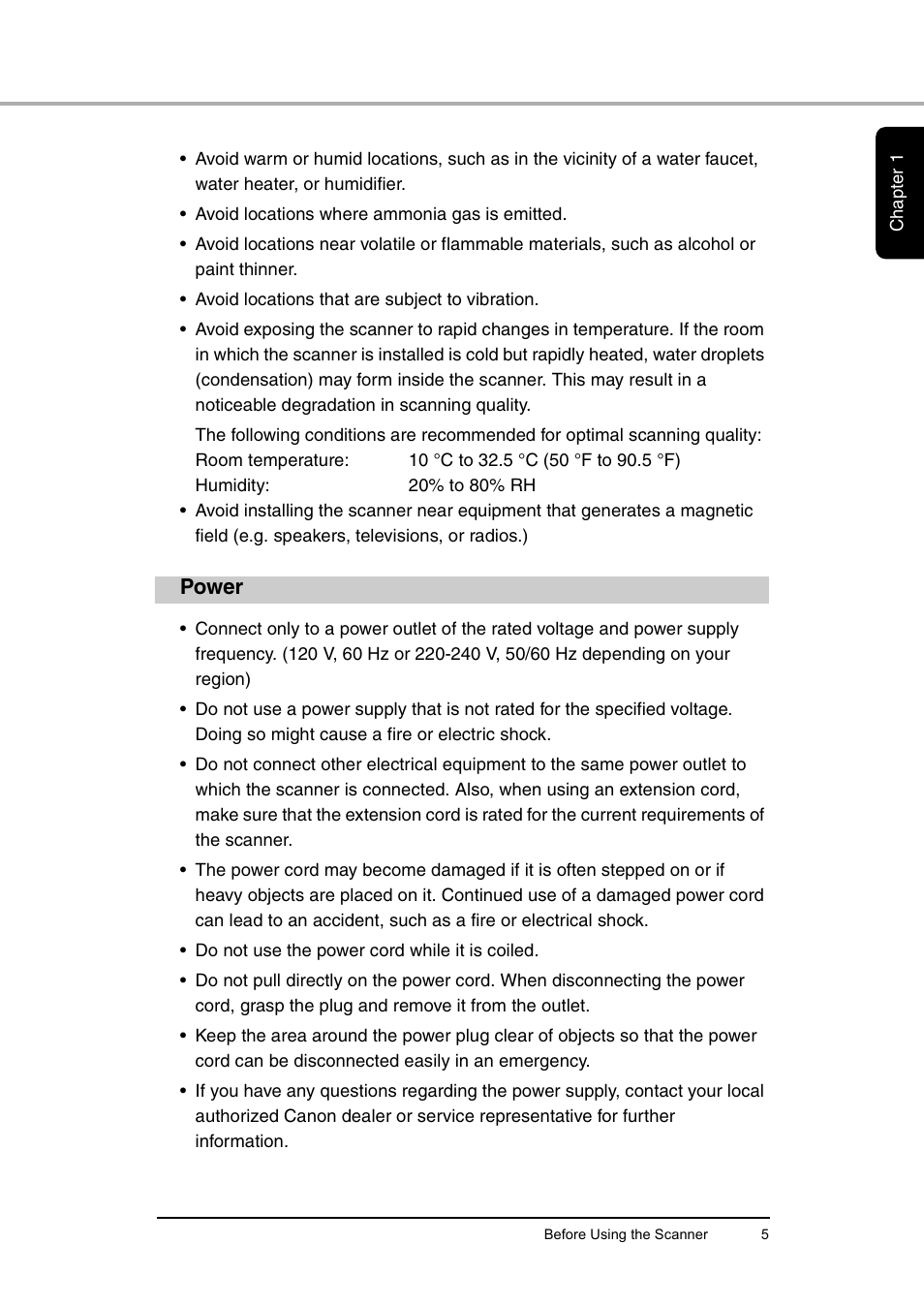 Power | Canon DR-6010C User Manual | Page 9 / 61