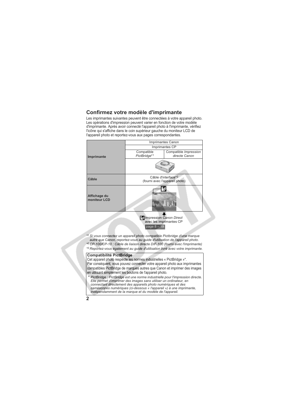 Confirmez votre modèle d'imprimante | Canon CP-100 User Manual | Page 38 / 110
