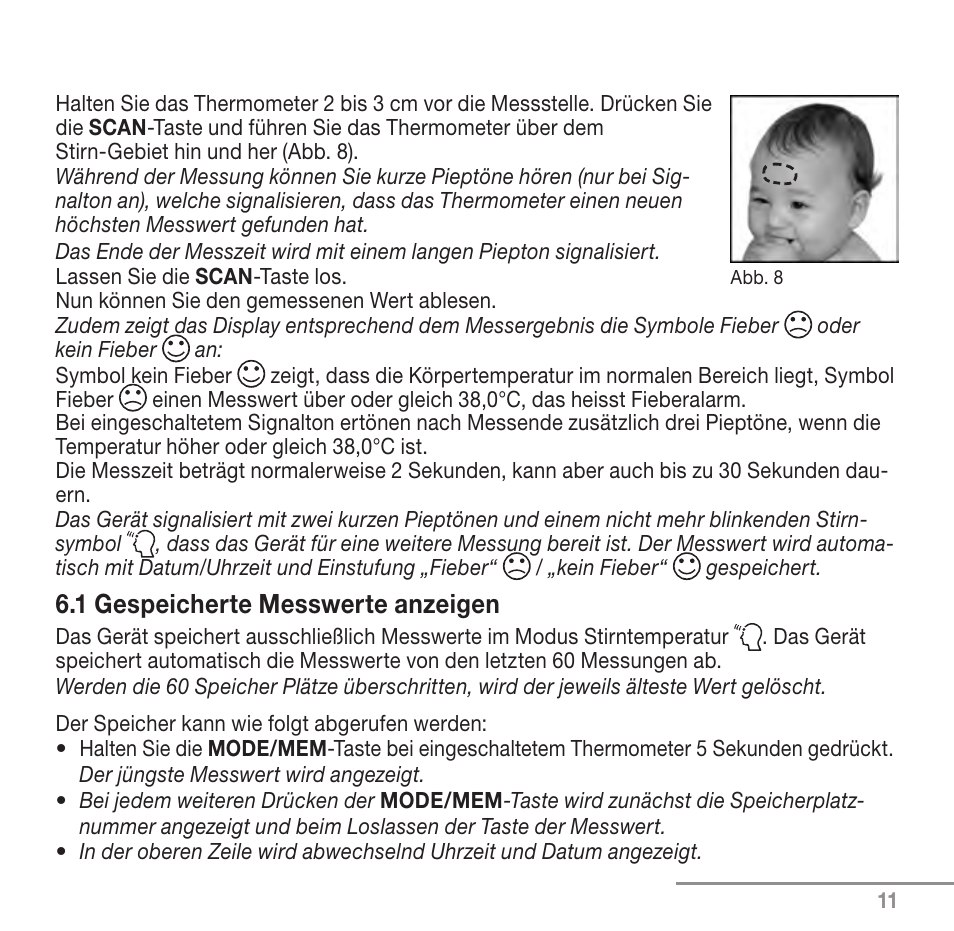 1 gespeicherte messwerte anzeigen | Beurer FT 90 User Manual | Page 11 / 144
