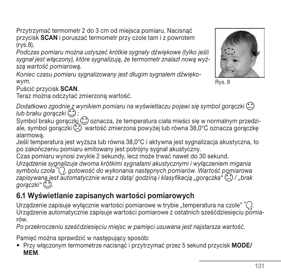 1 wyświetlanie zapisanych wartości pomiarowych | Beurer FT 90 User Manual | Page 131 / 144