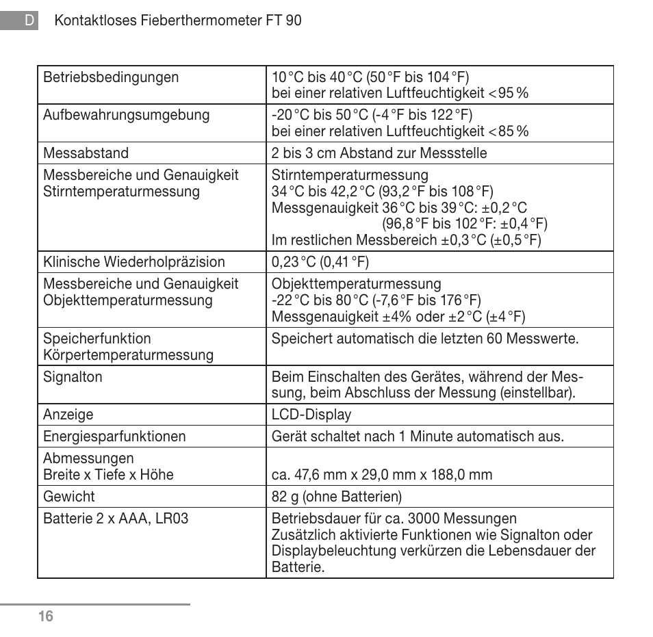 Beurer FT 90 User Manual | Page 16 / 144