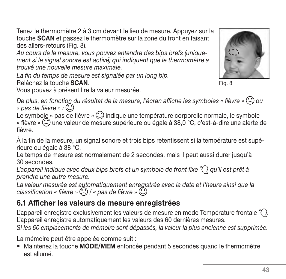 1 afficher les valeurs de mesure enregistrées | Beurer FT 90 User Manual | Page 43 / 144