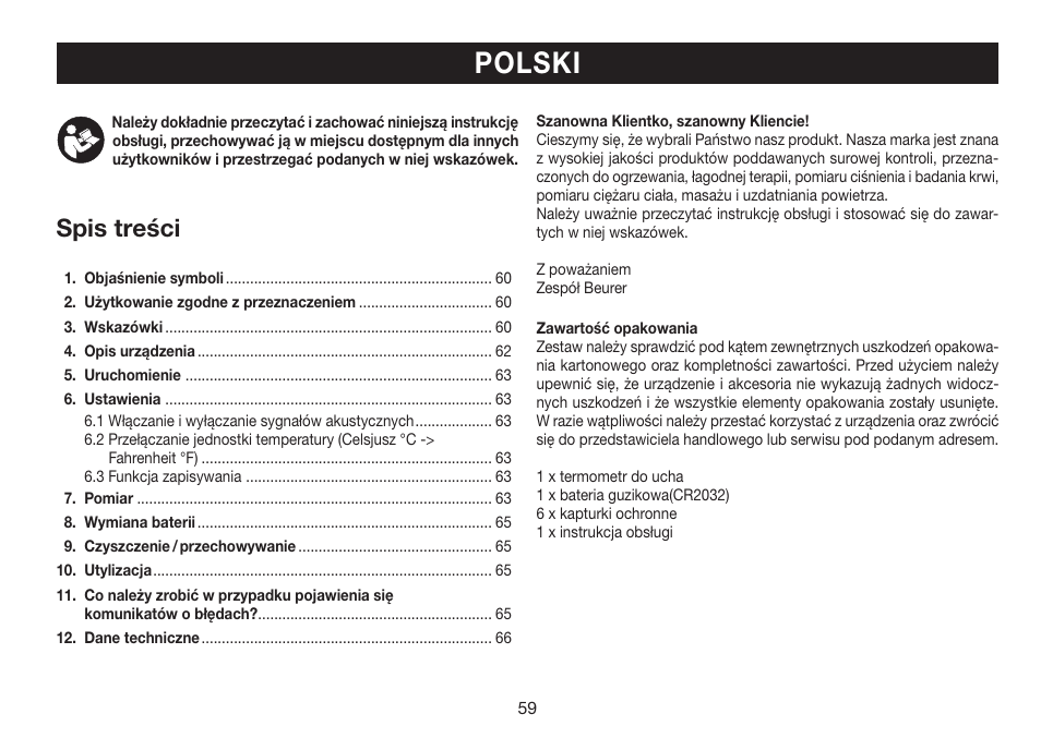 Beurer FT 78 User Manual | Page 59 / 72