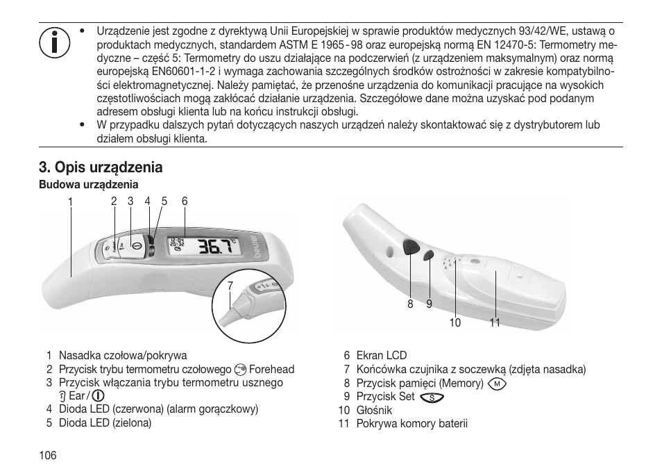 Opis urządzenia | Beurer FT 70 User Manual | Page 106 / 120