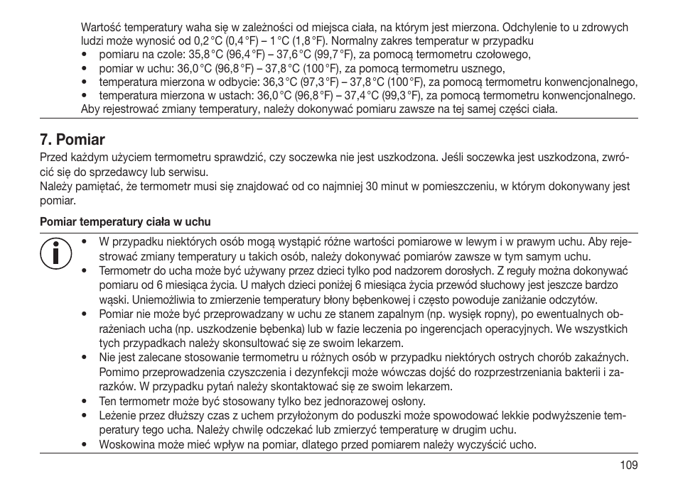Pomiar | Beurer FT 70 User Manual | Page 109 / 120