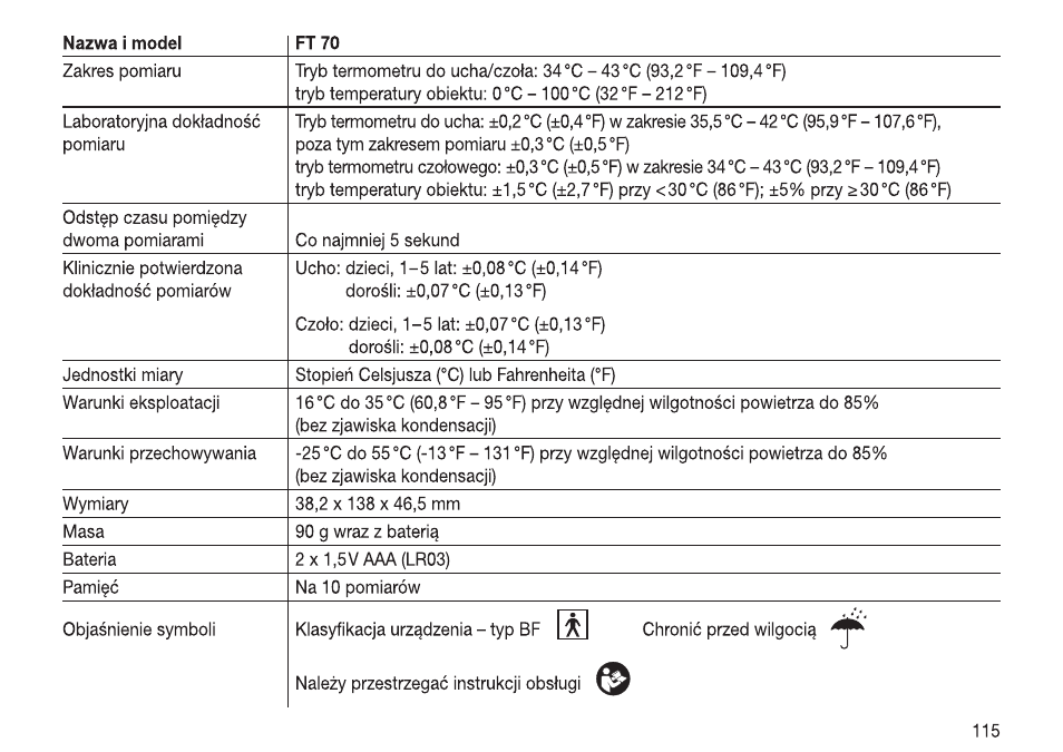 Beurer FT 70 User Manual | Page 115 / 120