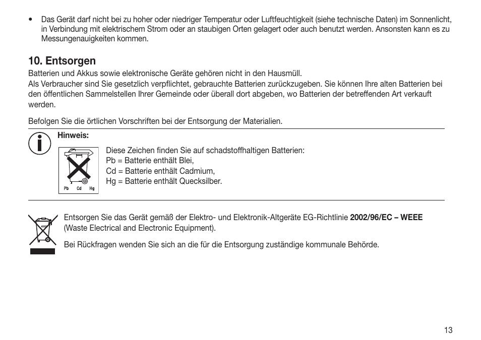 Entsorgen | Beurer FT 70 User Manual | Page 13 / 120