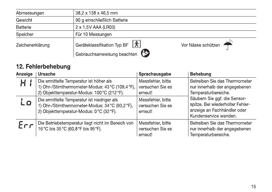 Beurer FT 70 User Manual | Page 15 / 120