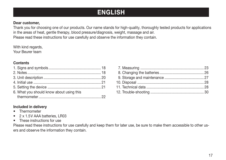 English | Beurer FT 70 User Manual | Page 17 / 120