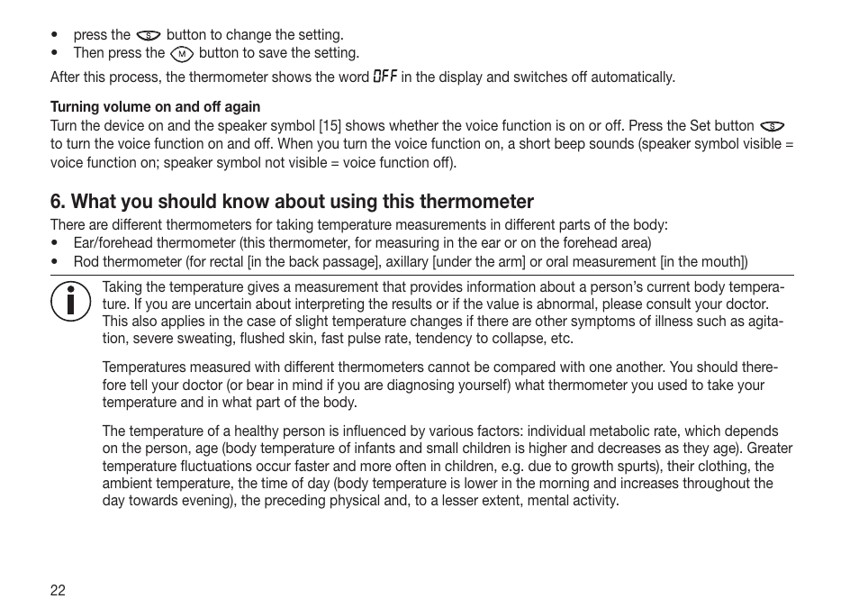 What you should know about using this thermometer | Beurer FT 70 User Manual | Page 22 / 120