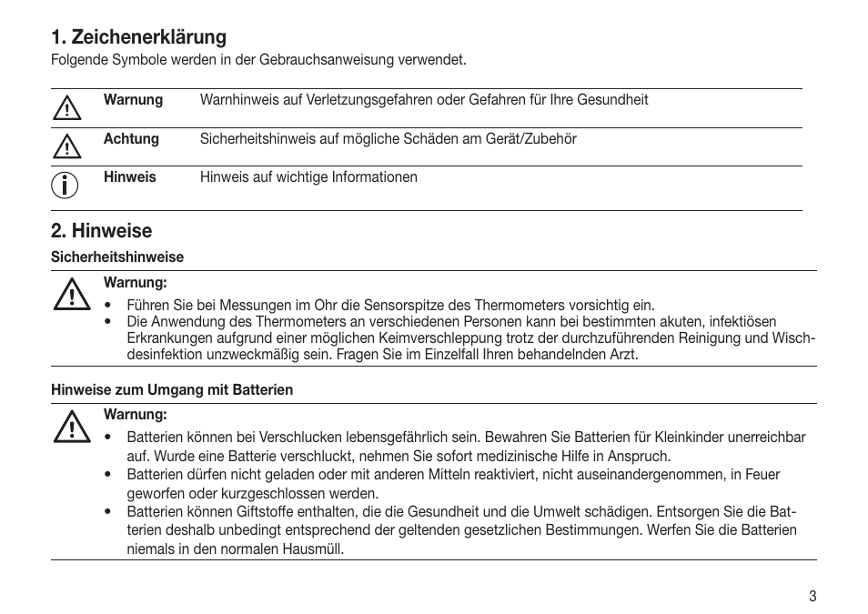 Zeichenerklärung, Hinweise | Beurer FT 70 User Manual | Page 3 / 120