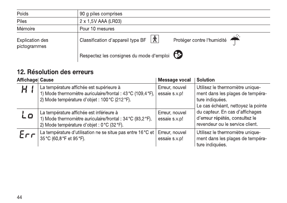 Beurer FT 70 User Manual | Page 44 / 120