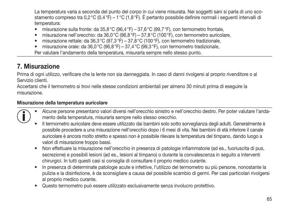 Misurazione | Beurer FT 70 User Manual | Page 65 / 120