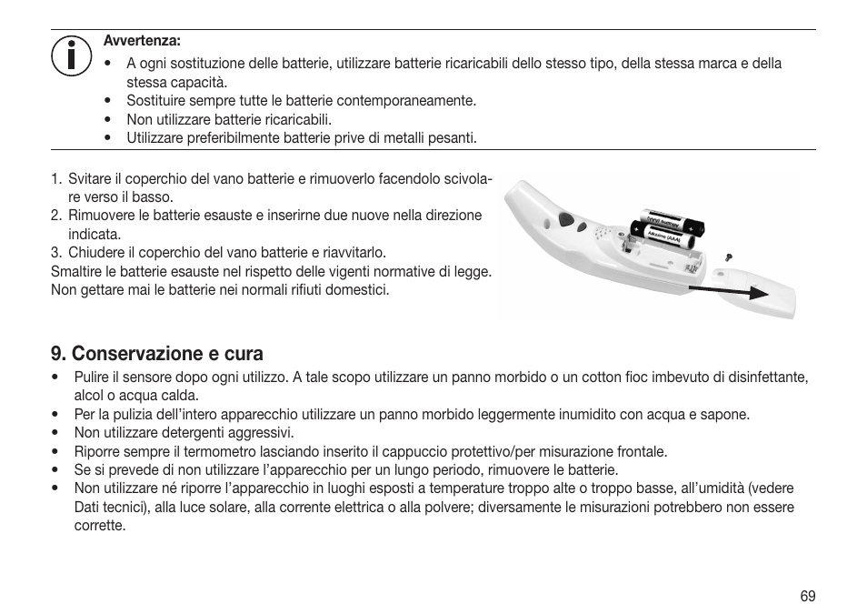 Conservazione e cura | Beurer FT 70 User Manual | Page 69 / 120