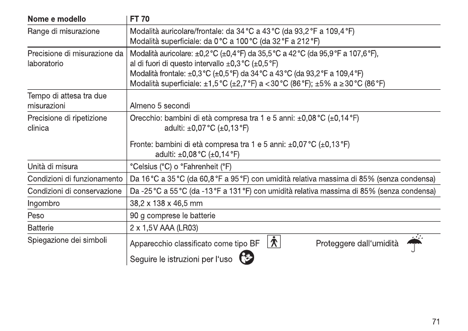 Beurer FT 70 User Manual | Page 71 / 120