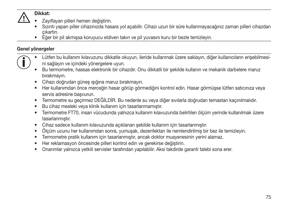 Beurer FT 70 User Manual | Page 75 / 120