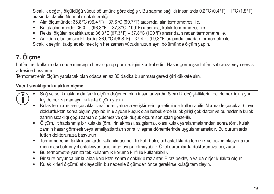 Ölçme | Beurer FT 70 User Manual | Page 79 / 120