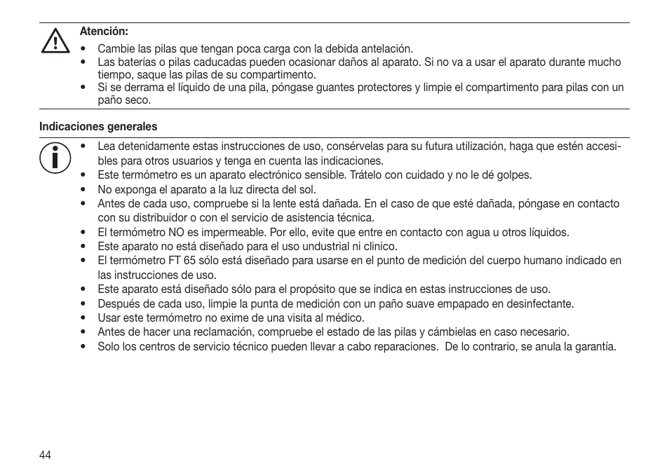 Beurer FT 65 User Manual | Page 44 / 112