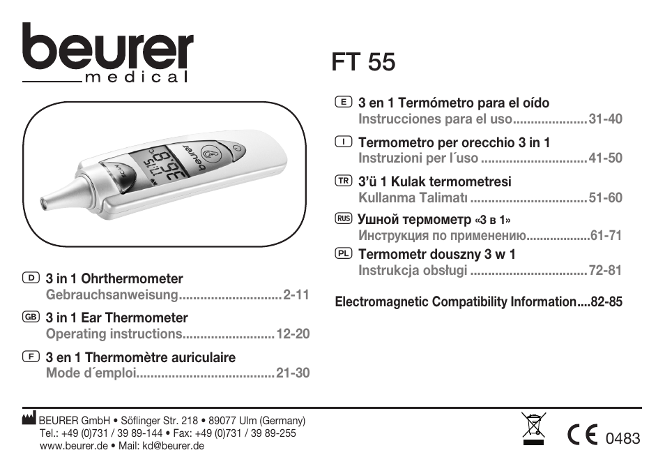 Beurer FT 55 User Manual | 88 pages