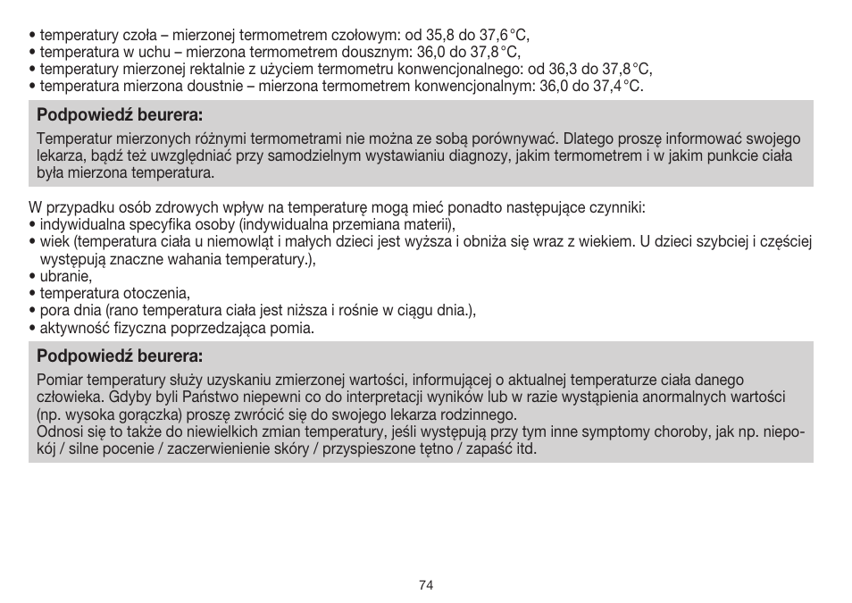 Beurer FT 55 User Manual | Page 74 / 88