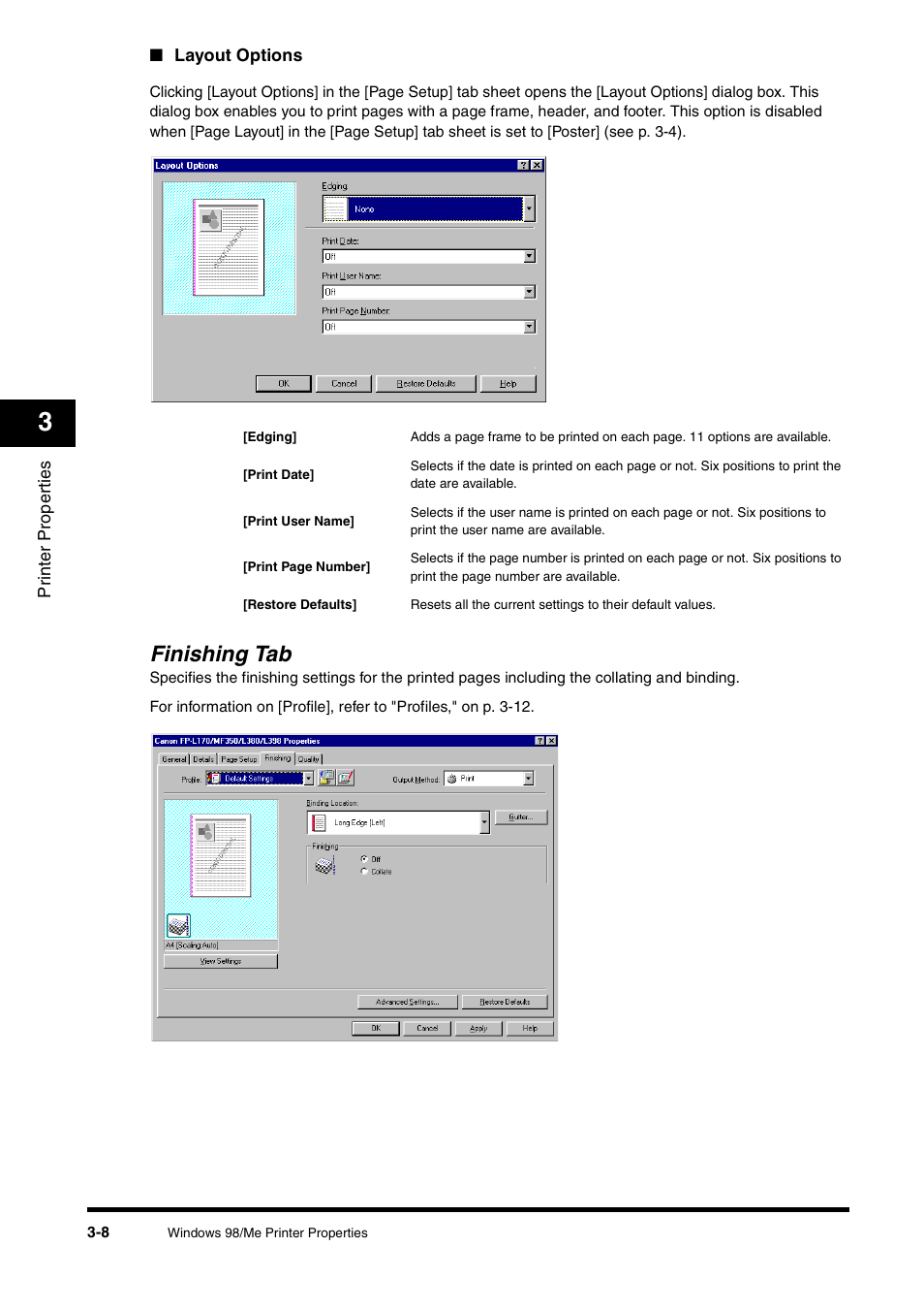 Finishing tab, Finishing tab -8 | Canon FAX-L380 User Manual | Page 55 / 104