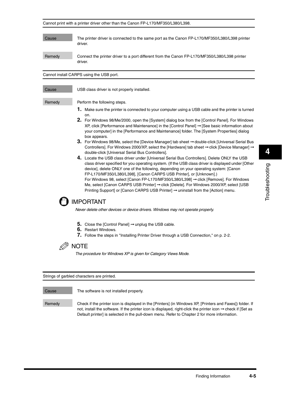 Important | Canon FAX-L380 User Manual | Page 90 / 104
