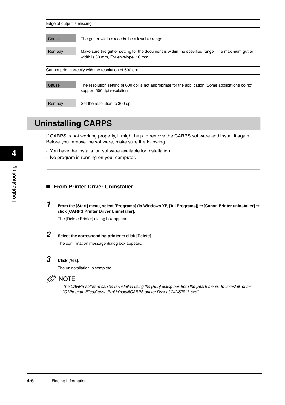 Uninstalling carps, Uninstalling carps -6 | Canon FAX-L380 User Manual | Page 91 / 104