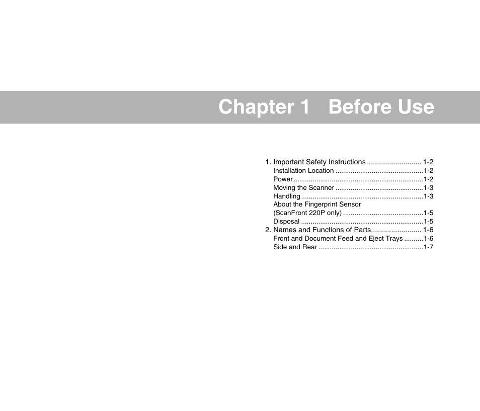 Chapter 1 before use | Canon SCANFRONT M11058 User Manual | Page 11 / 88